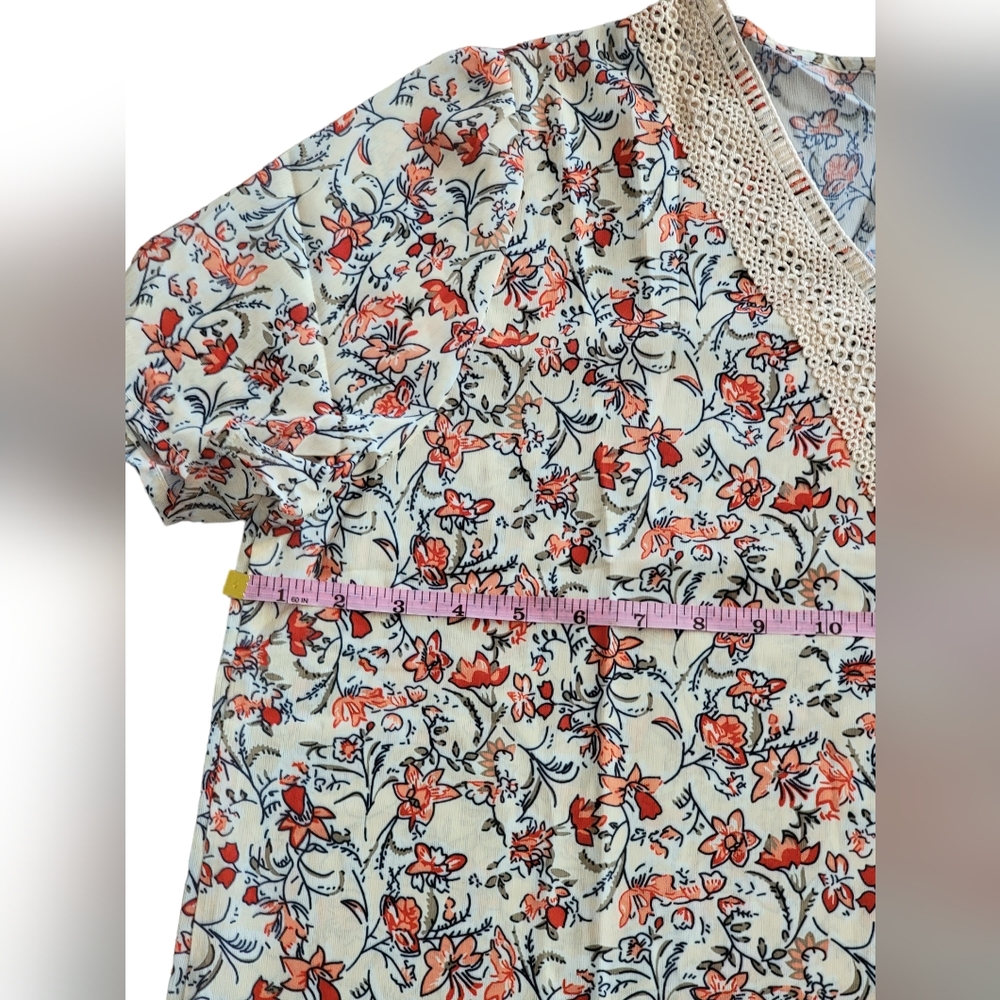 Boho Tops Blouses for Women V Neck Floral Summer Shirts Trendy Short Sleeve - Picture 6 of 14